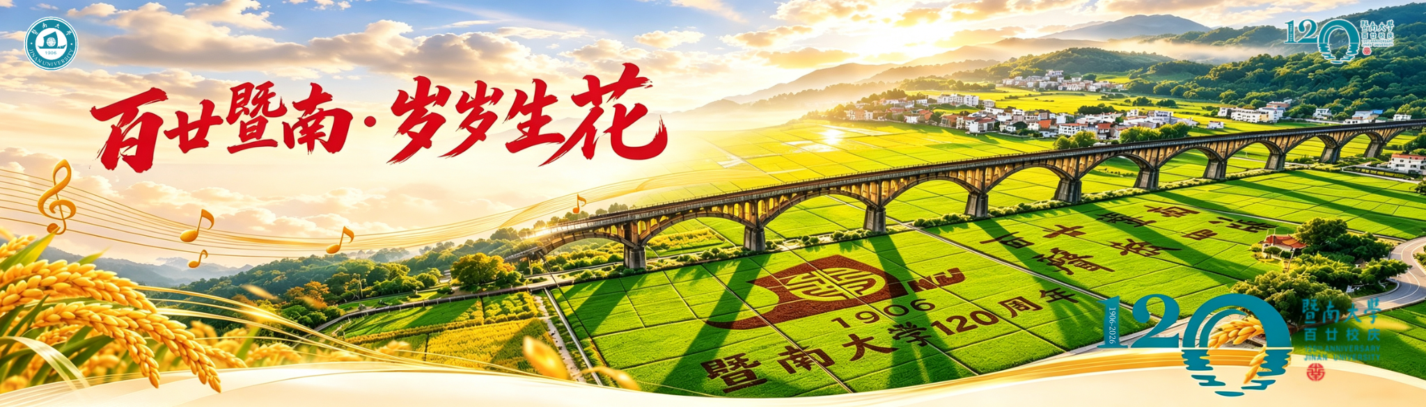 百亩稻田彩绘丰收，送“稻”暨大！